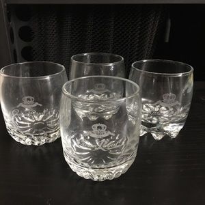 CROWN ROYAL Set of 4 Etched Logo Low Ball Glasses